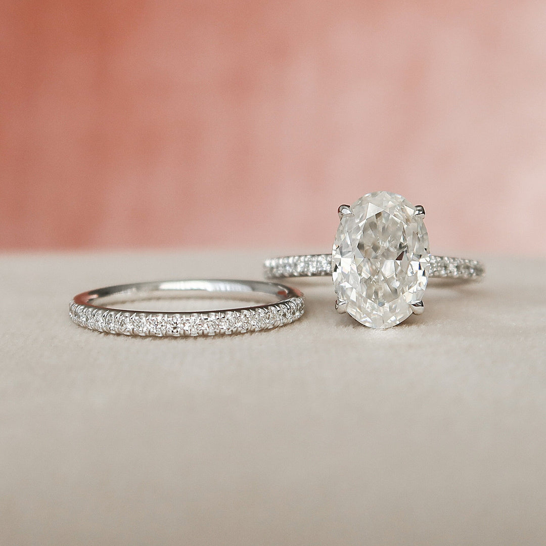 Marquise Cut Cluster Styled Lab Grown Bridal Ring Set