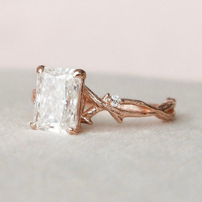 2.0 CT Radiant Cut Twig Pave Moissanite Engagement Ring 10