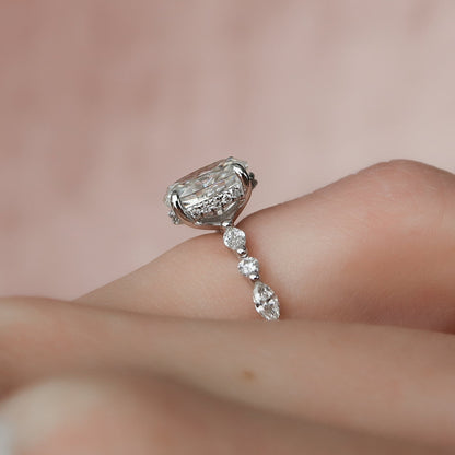 1.5 CT Oval Hidden Halo Pave Moissanite Engagement Ring 9
