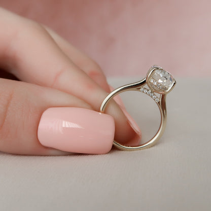 3.0 CT Oval Cut Hidden Halo Style Moissanite Engagement Ring 5