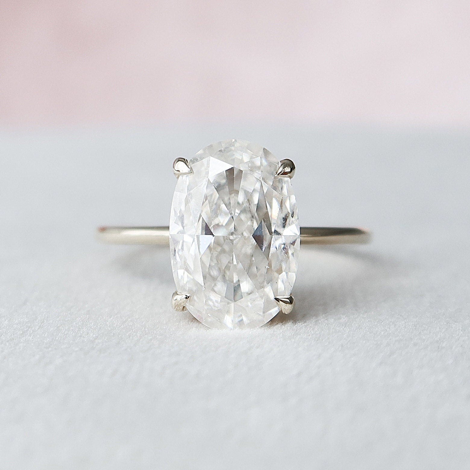 3.5 CT Oval Cut Hidden Halo Moissanite Engagement Ring 4