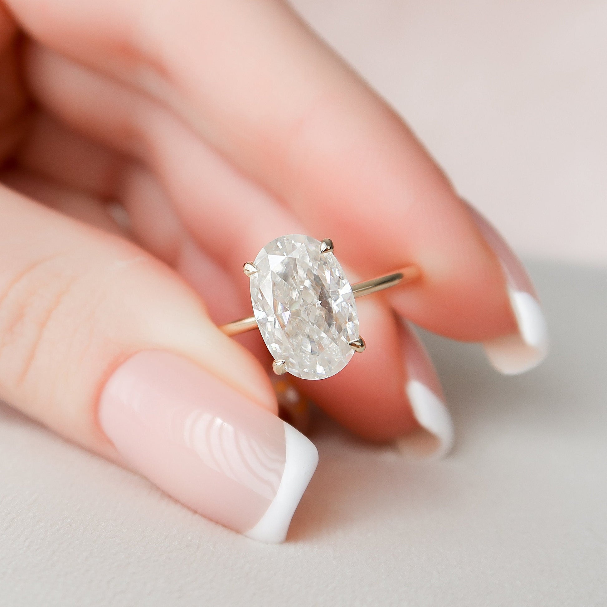 3.5 CT Oval Cut Hidden Halo Moissanite Engagement Ring 5
