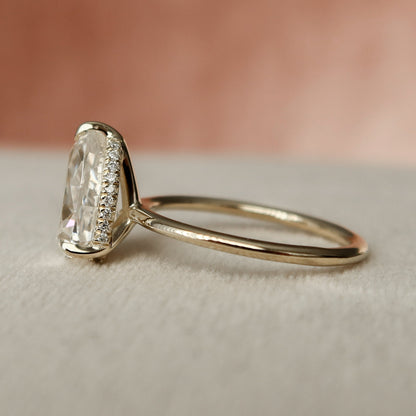 2.0 CT Pear Cut Hidden Halo Style Moissanite Engagement Ring 3