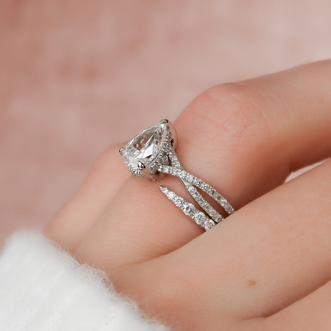 Marquise Cut Cluster Styled Lab Grown Bridal Ring Set