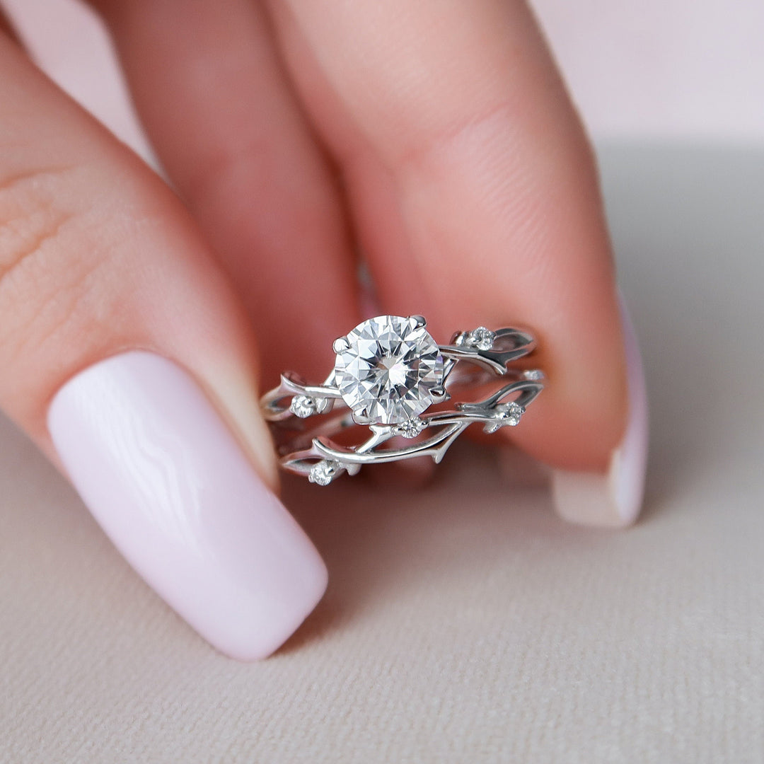 Marquise Cut Cluster Styled Lab Grown Bridal Ring Set