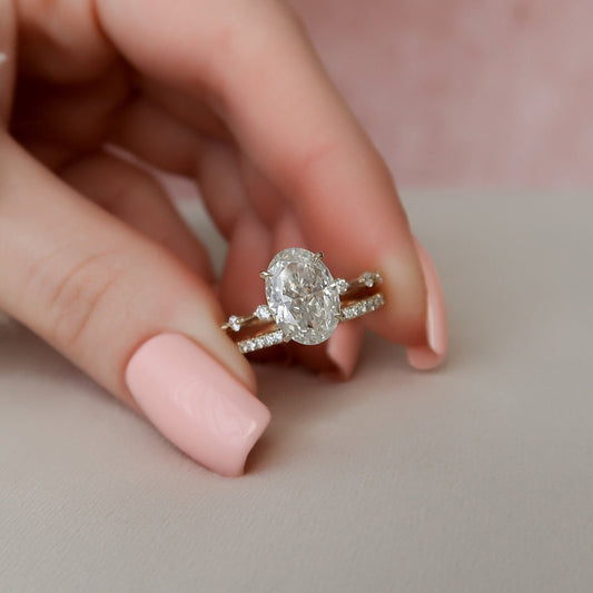 Marquise Cut Cluster Styled Lab Grown Bridal Ring Set