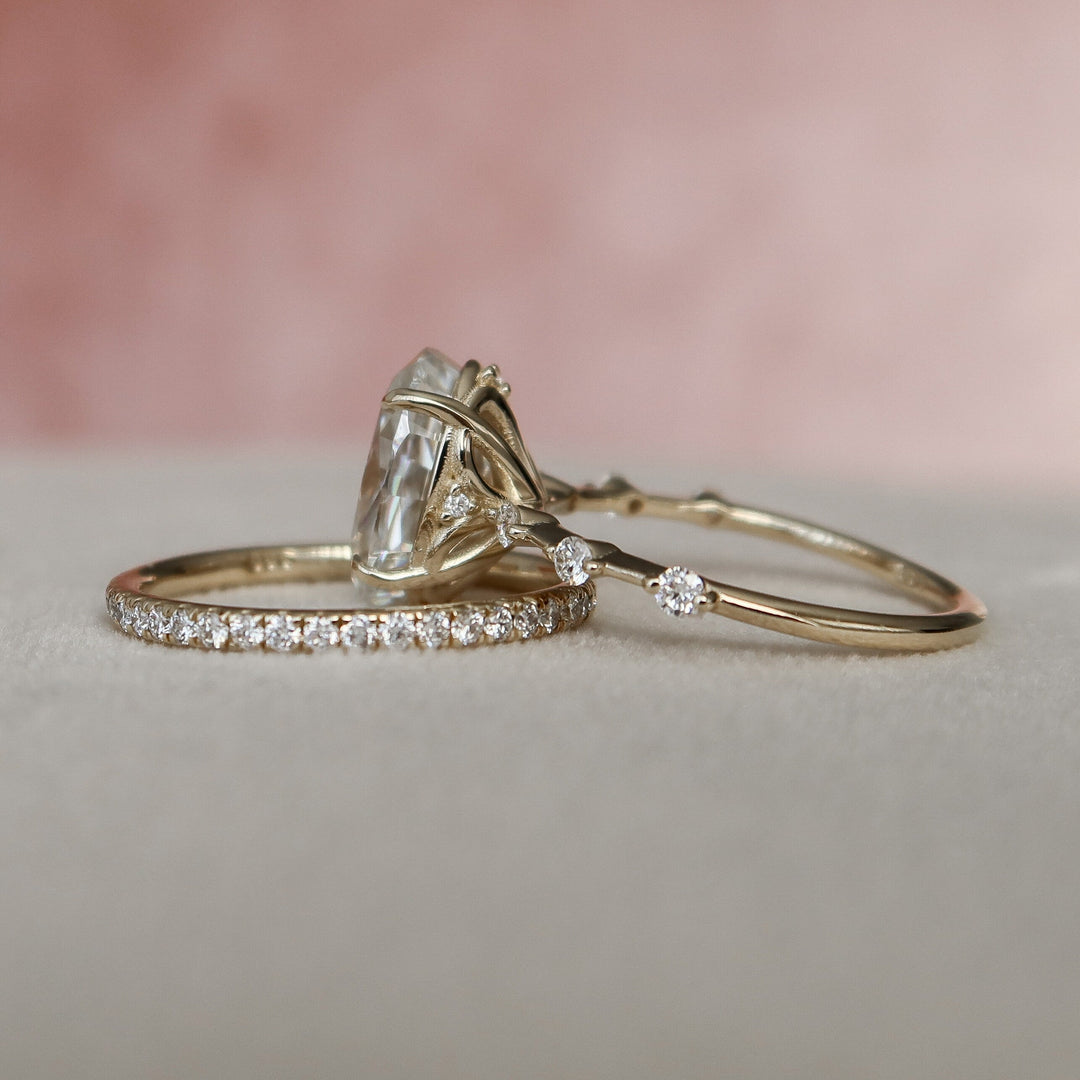 Marquise Cut Cluster Styled Lab Grown Bridal Ring Set