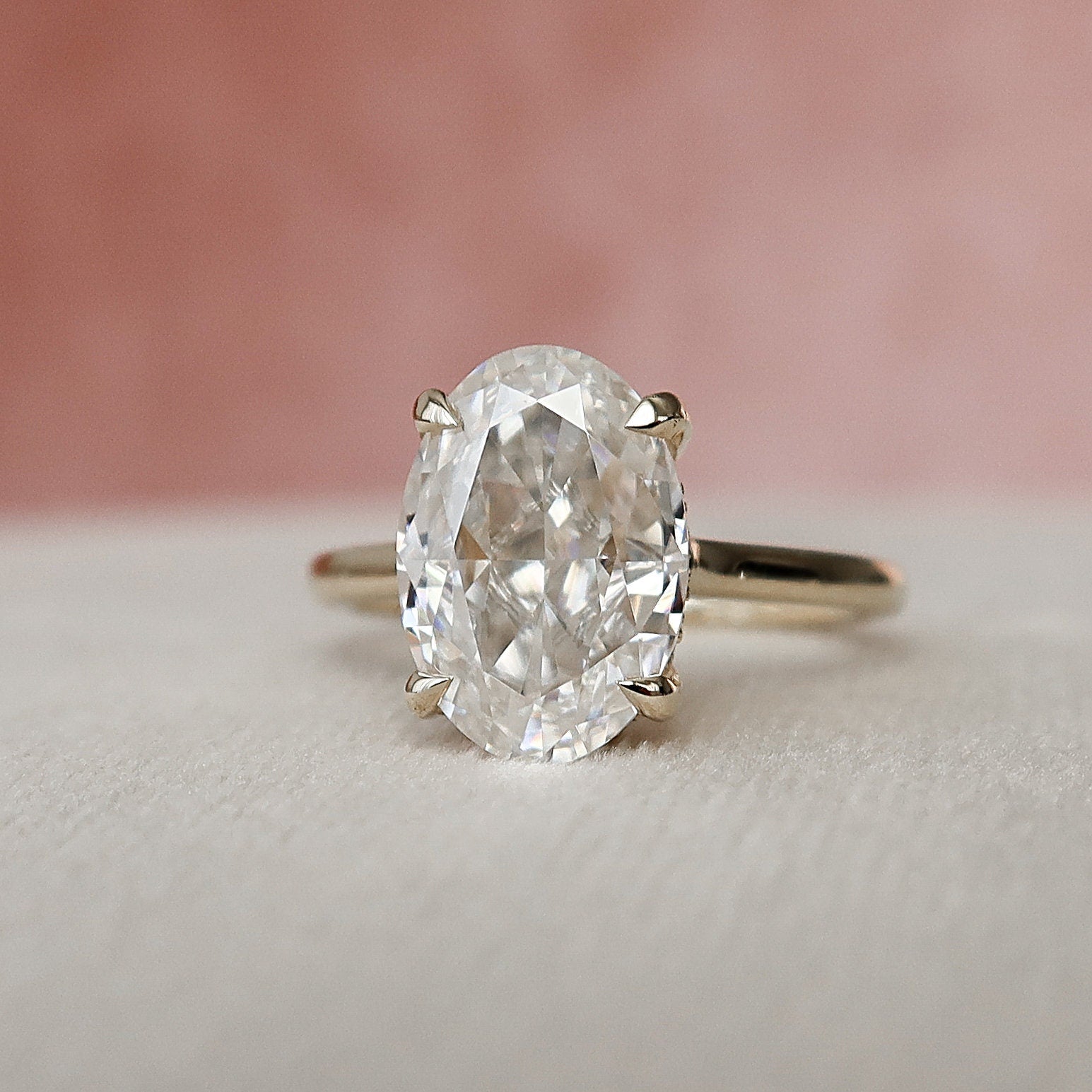 3.0 CT Oval Cut Hidden Halo Style Moissanite Engagement Ring 1