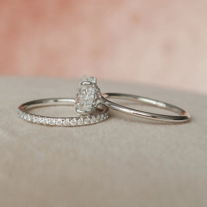 Marquise Cut Cluster Styled Lab Grown Bridal Ring Set