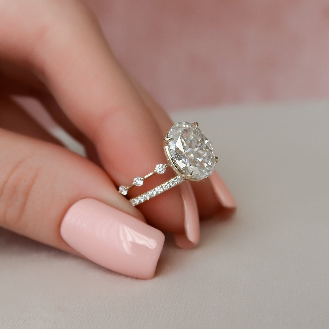 Marquise Cut Cluster Styled Lab Grown Bridal Ring Set