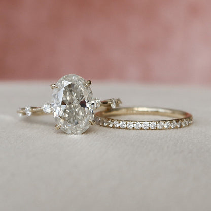 Marquise Cut Cluster Styled Lab Grown Bridal Ring Set
