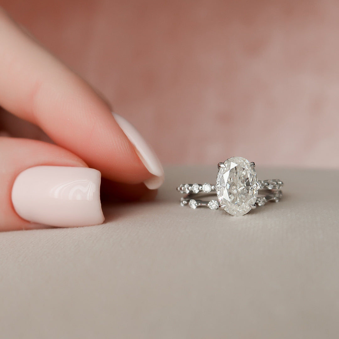 Marquise Cut Cluster Styled Lab Grown Bridal Ring Set
