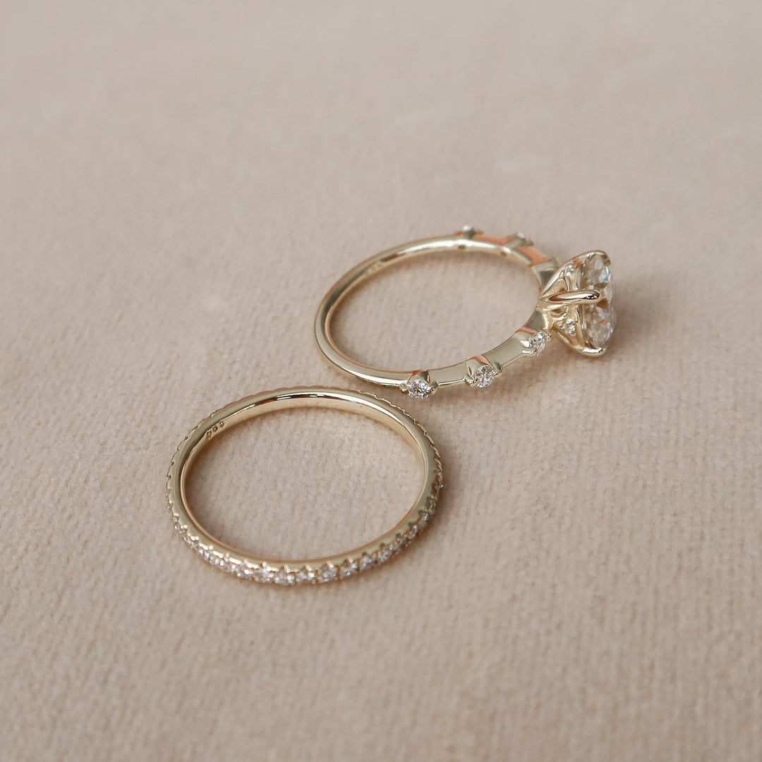 Marquise Cut Cluster Styled Lab Grown Bridal Ring Set