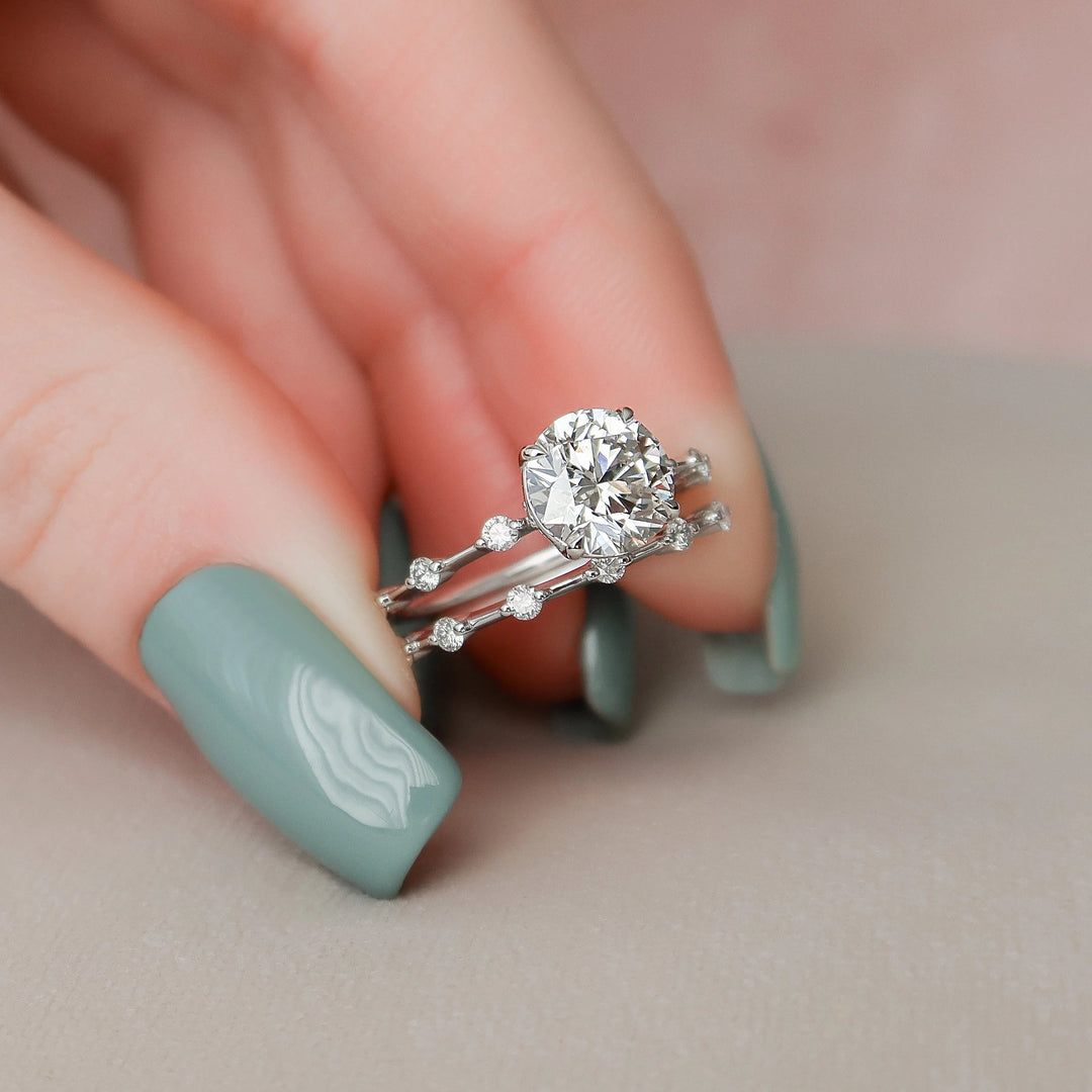 Marquise Cut Cluster Styled Lab Grown Bridal Ring Set