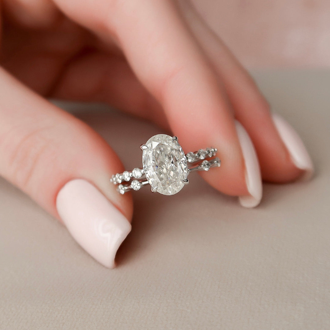 Marquise Cut Cluster Styled Lab Grown Bridal Ring Set