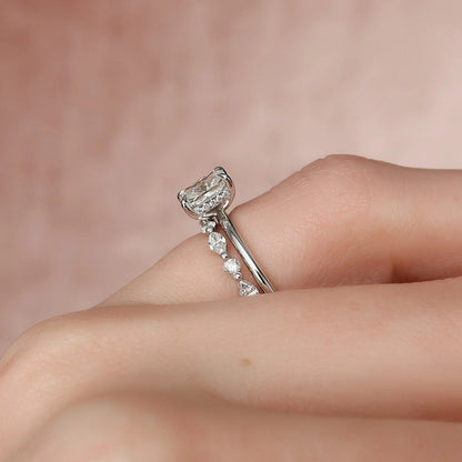 Marquise Cut Cluster Styled Lab Grown Bridal Ring Set