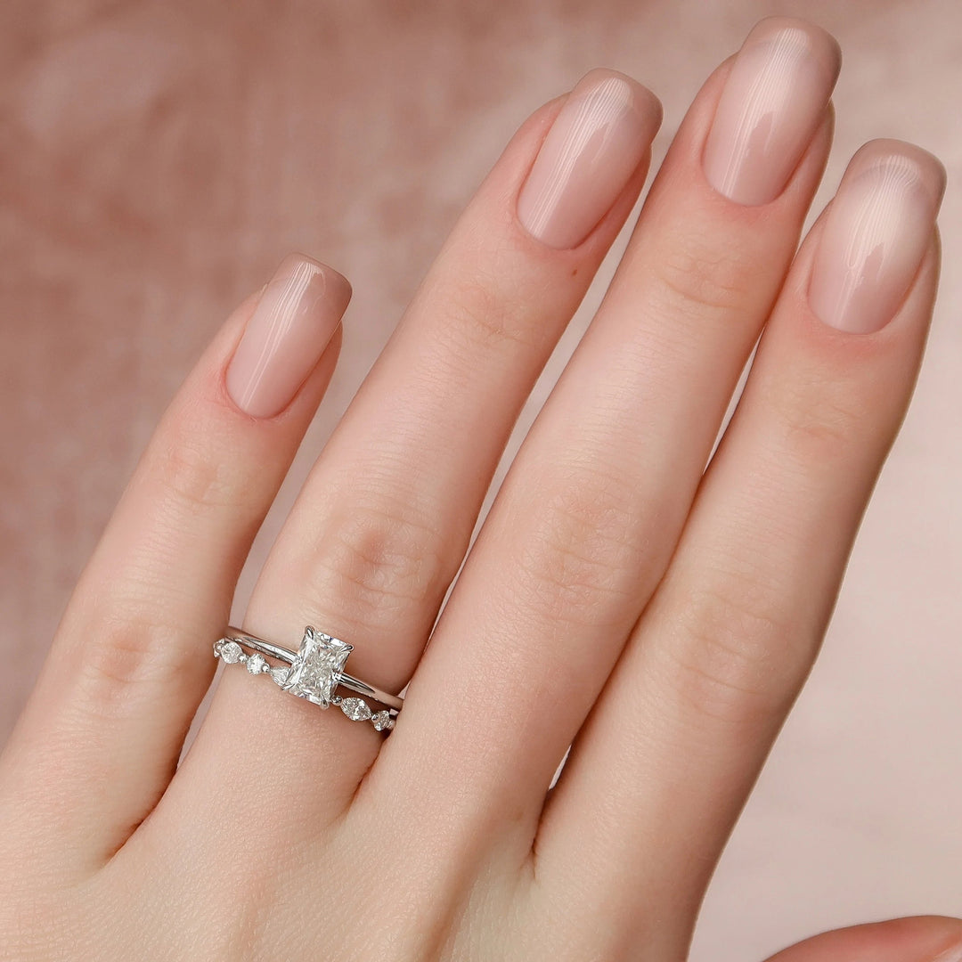 Marquise Cut Cluster Styled Lab Grown Bridal Ring Set