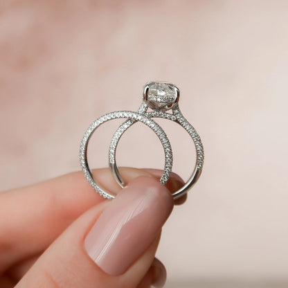 Marquise Cut Cluster Styled Lab Grown Bridal Ring Set