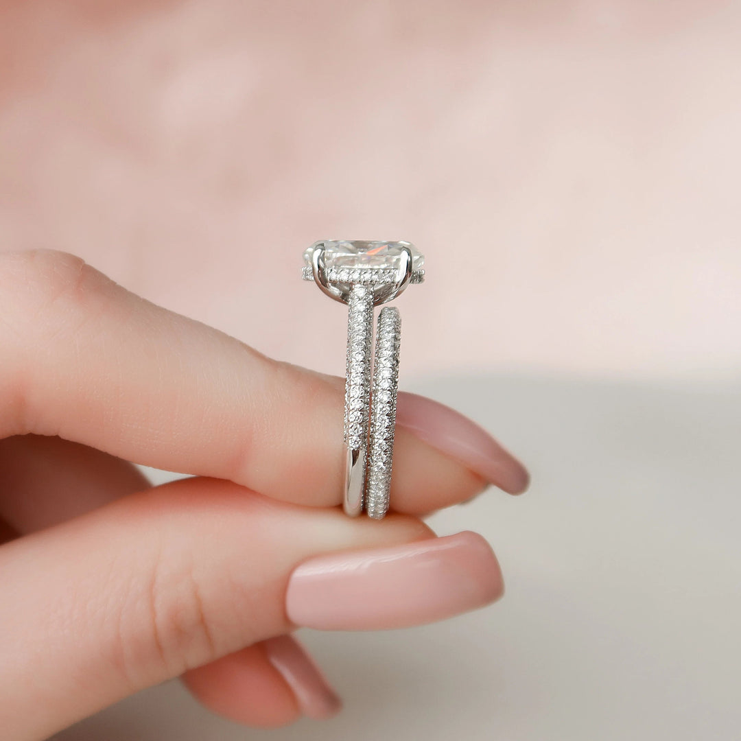 Marquise Cut Cluster Styled Lab Grown Bridal Ring Set