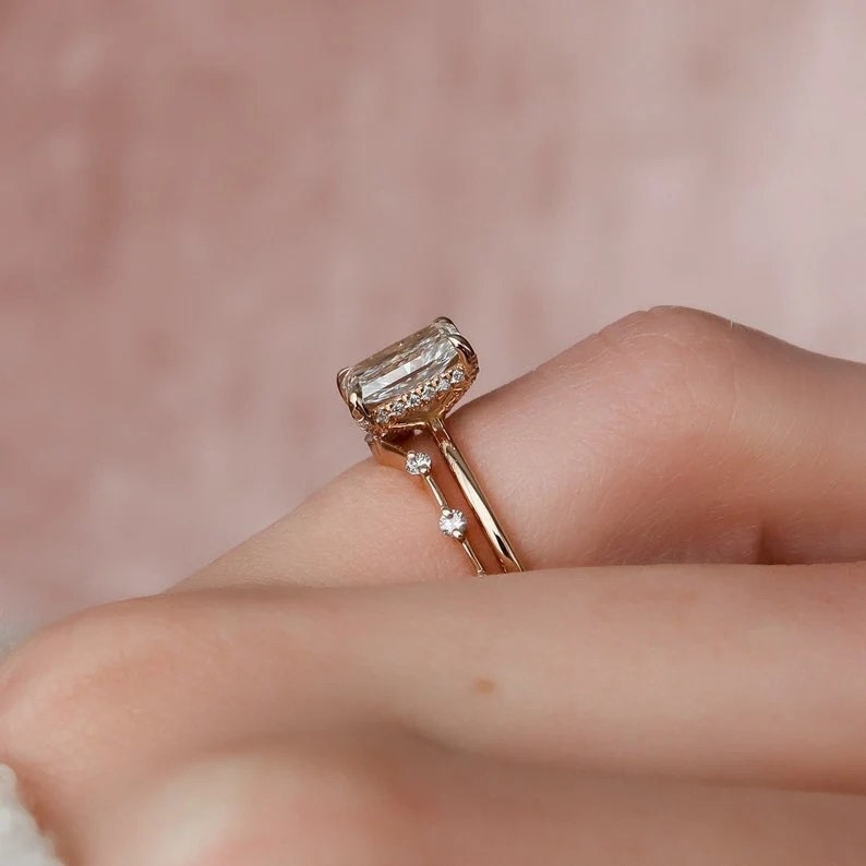 Marquise Cut Cluster Styled Lab Grown Bridal Ring Set