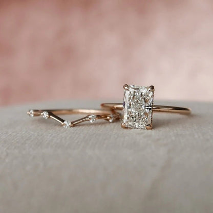 Marquise Cut Cluster Styled Lab Grown Bridal Ring Set
