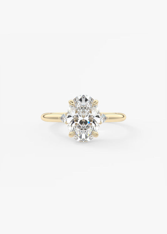 Oval Three Stone Lab Grown Diamond Engagement Ring