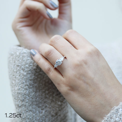 Marquise Cut Cluster Styled Lab Grown Diamond Engagement Ring