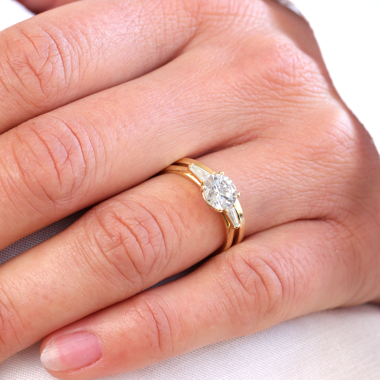 2 CT Round Three Stones Lab Grown Diamond Engagement Ring