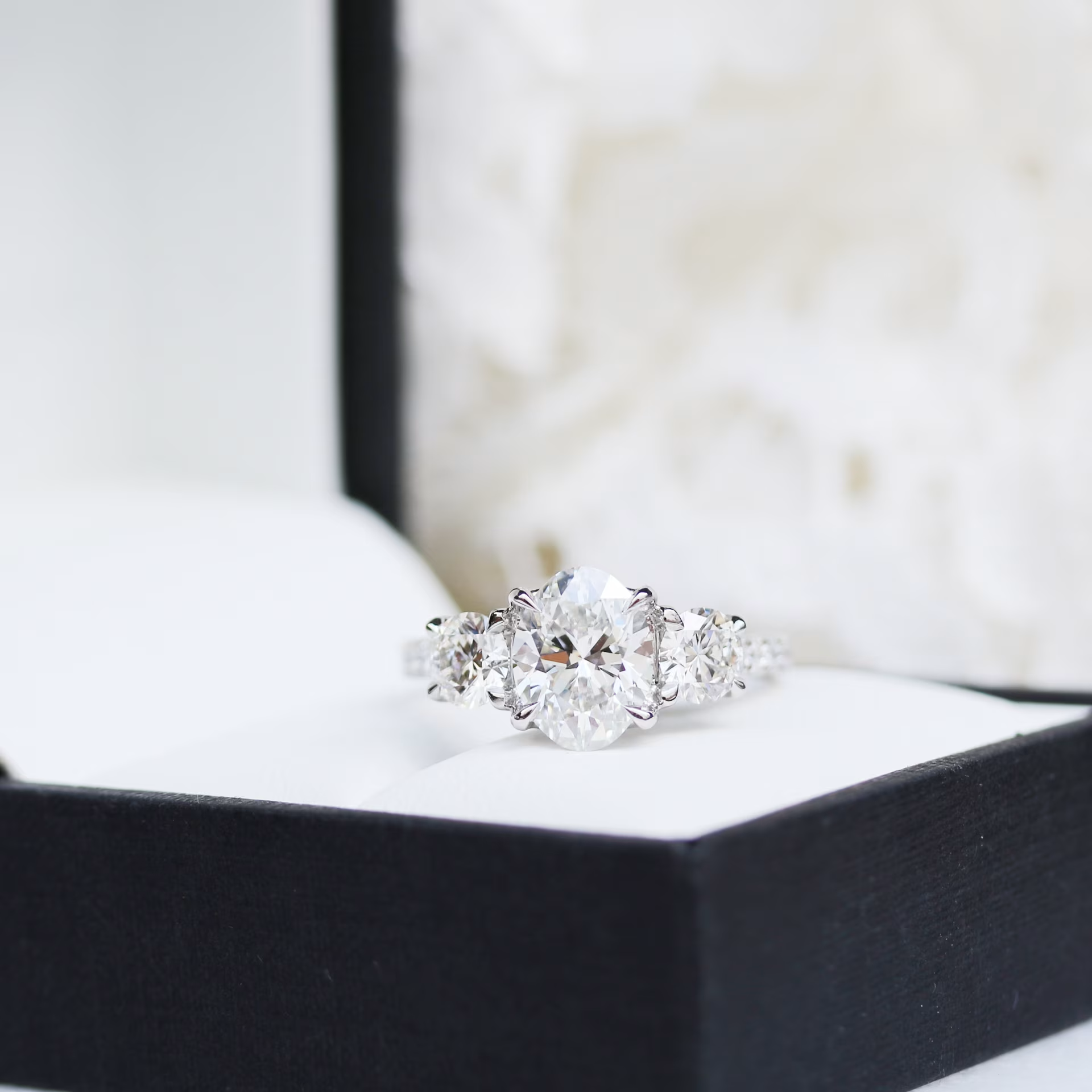 Marquise Cut Cluster Styled Lab Grown Diamond Engagement Ring