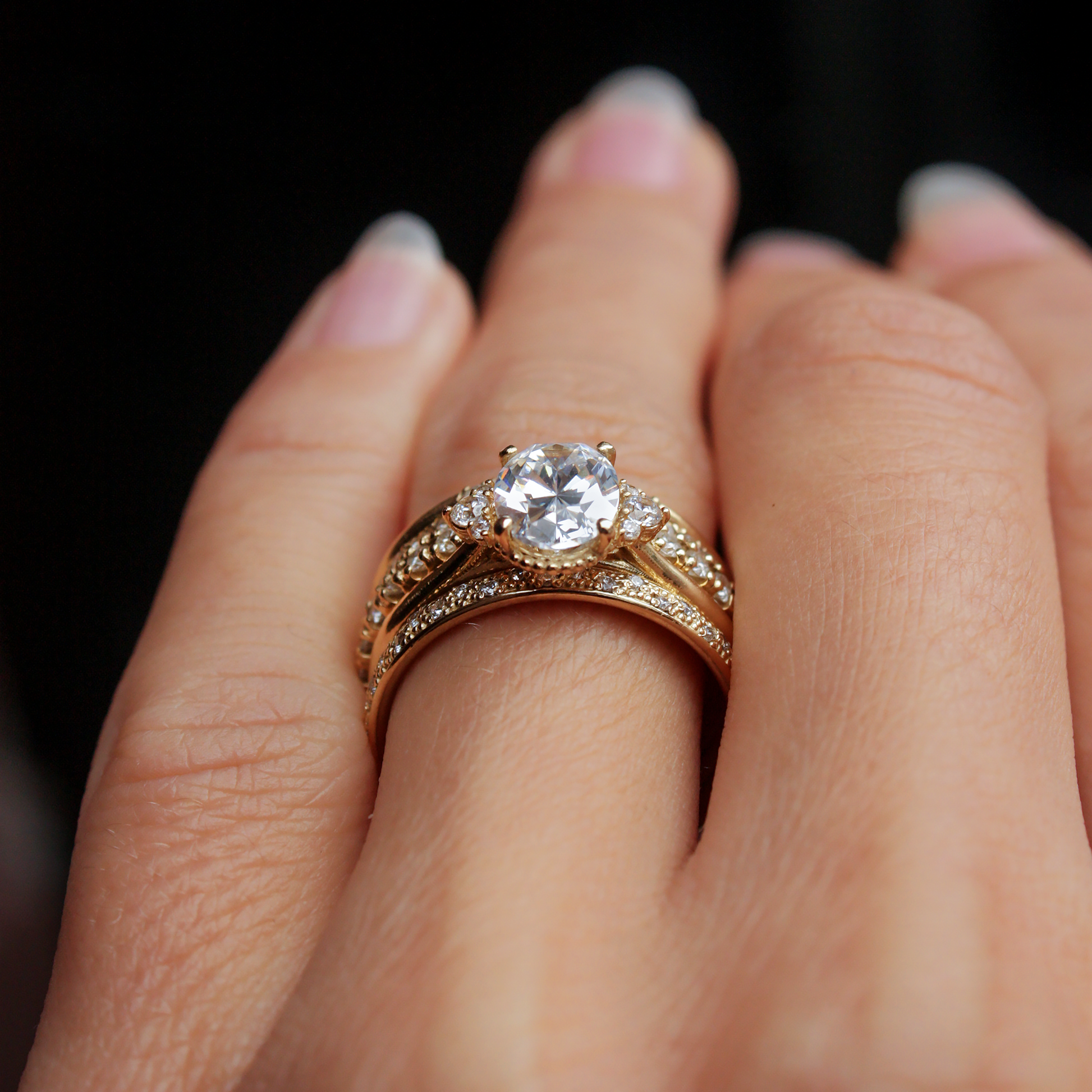 2 CT Round Three Stones Lab Grown Diamond Engagement Ring