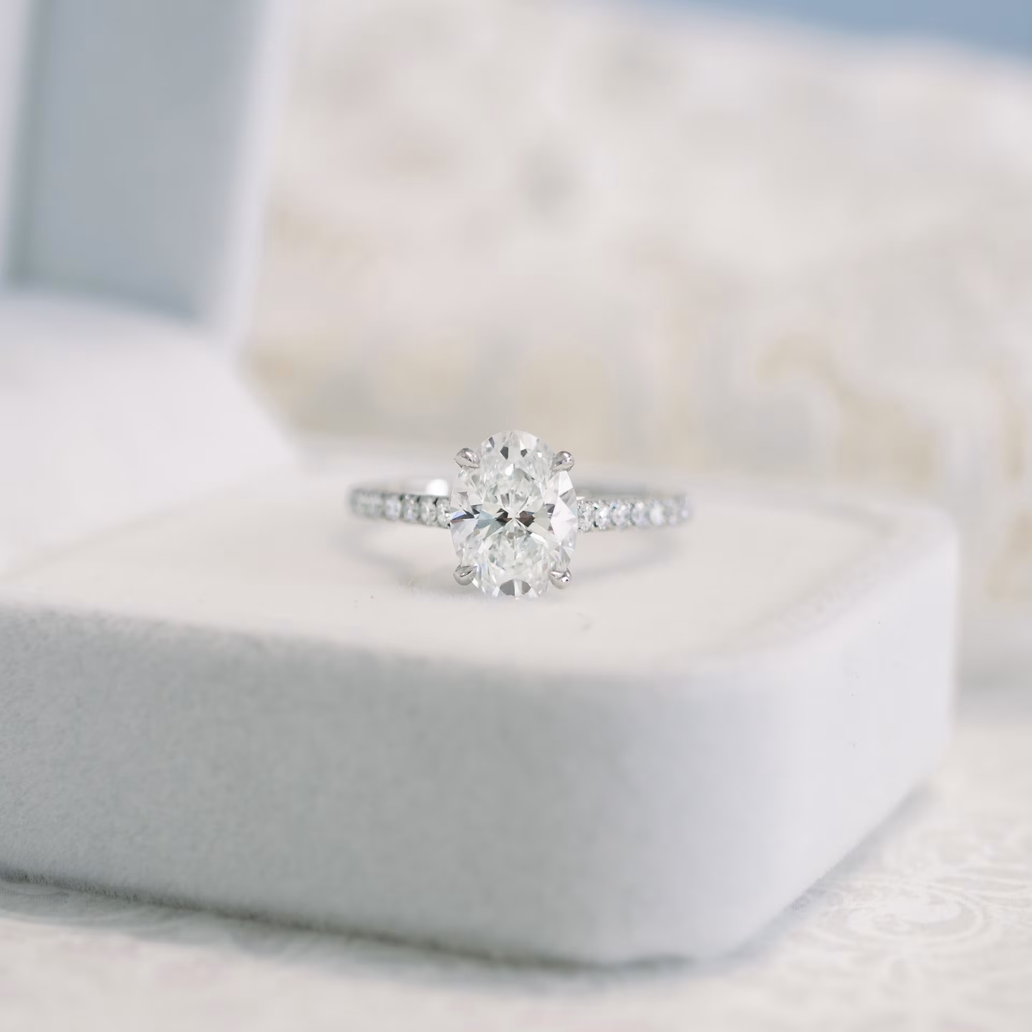 Marquise Cut Cluster Styled Lab Grown Diamond Engagement Ring