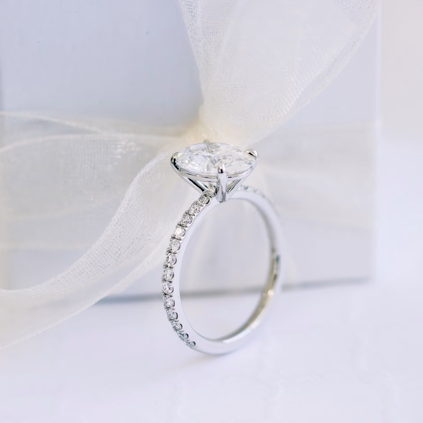 Marquise Cut Cluster Styled Lab Grown Diamond Engagement Ring