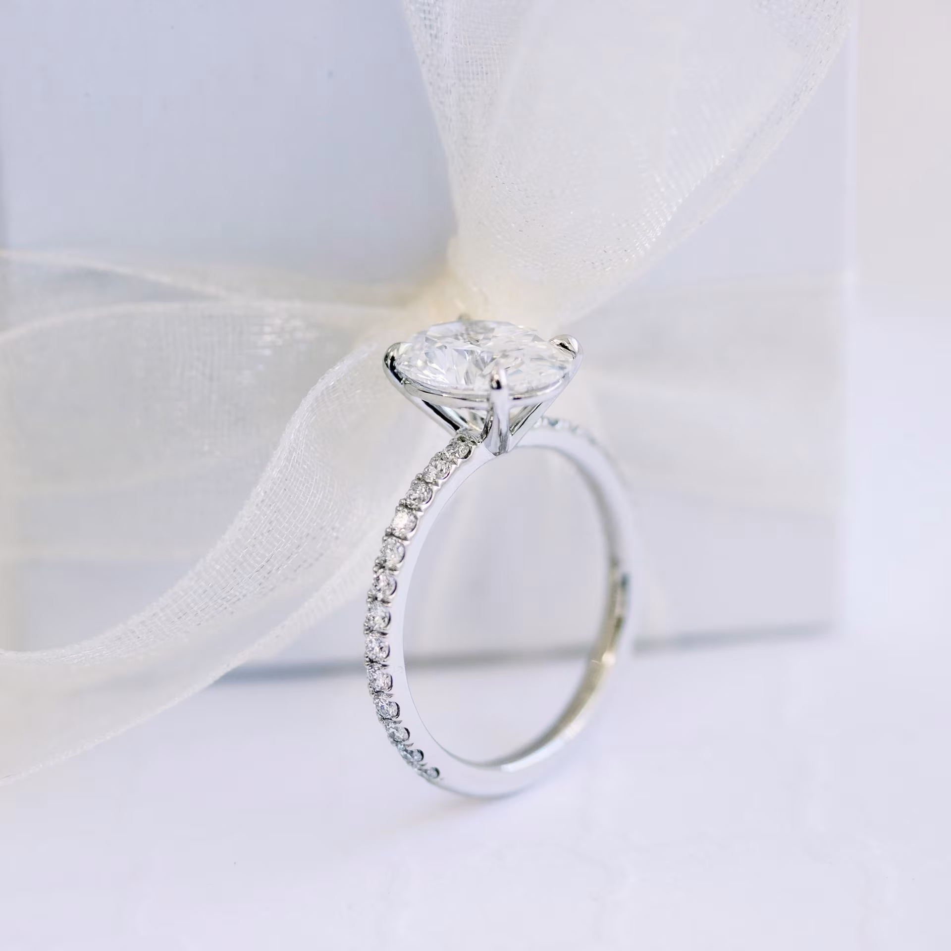 Marquise Cut Cluster Styled Lab Grown Diamond Engagement Ring