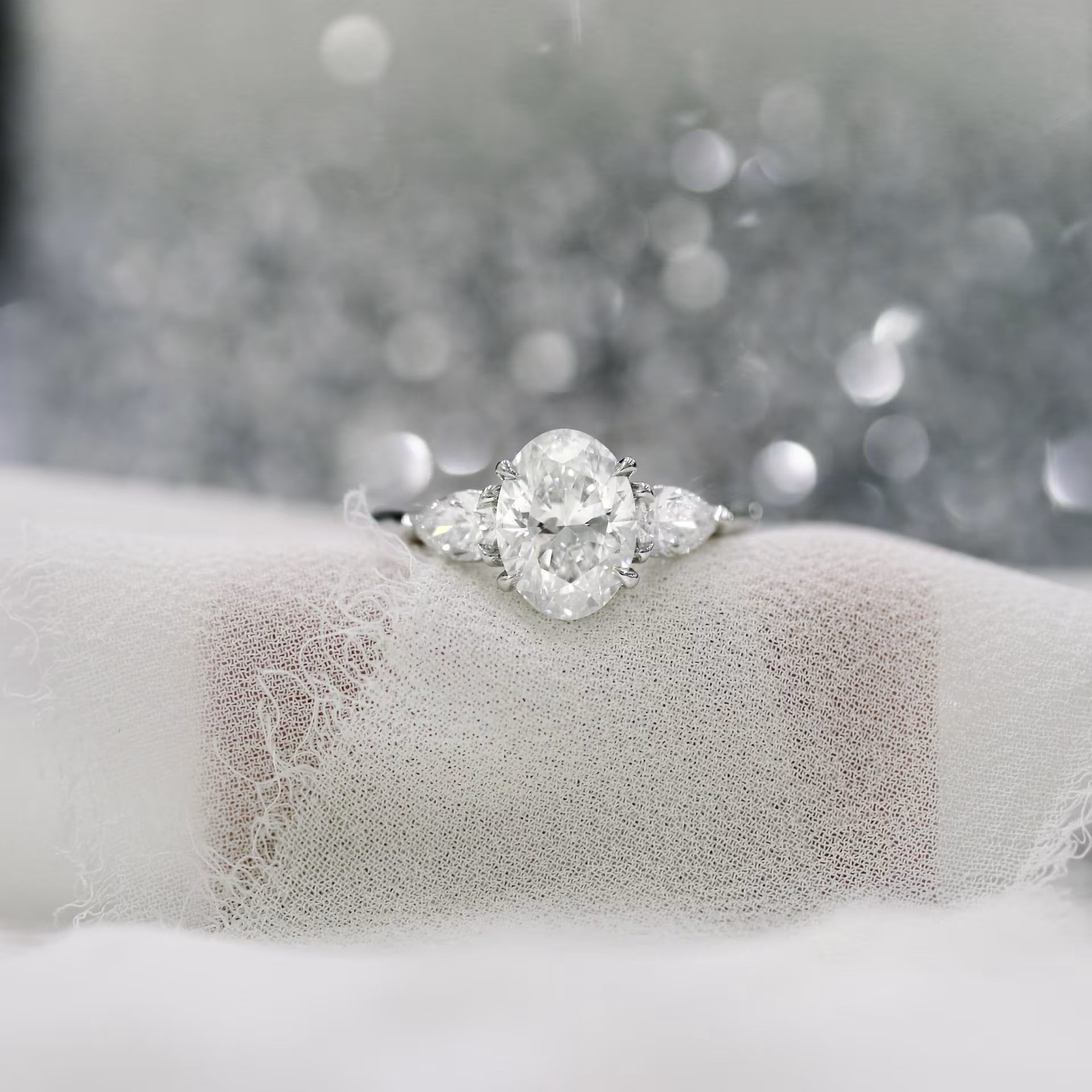 Marquise Cut Cluster Styled Lab Grown Diamond Engagement Ring