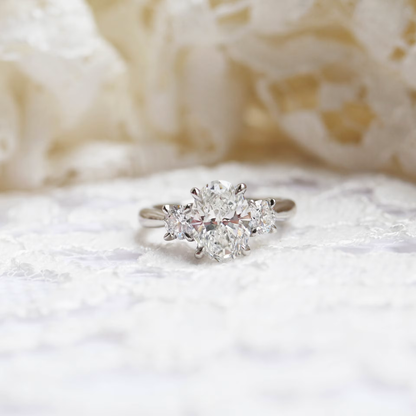 Marquise Cut Cluster Styled Lab Grown Diamond Engagement Ring