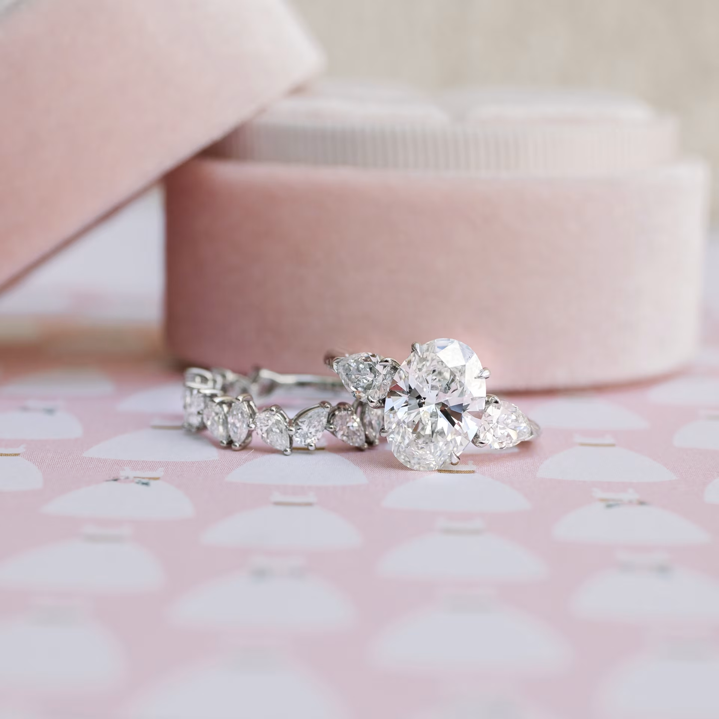 Marquise Cut Cluster Styled Lab Grown Diamond Engagement Ring