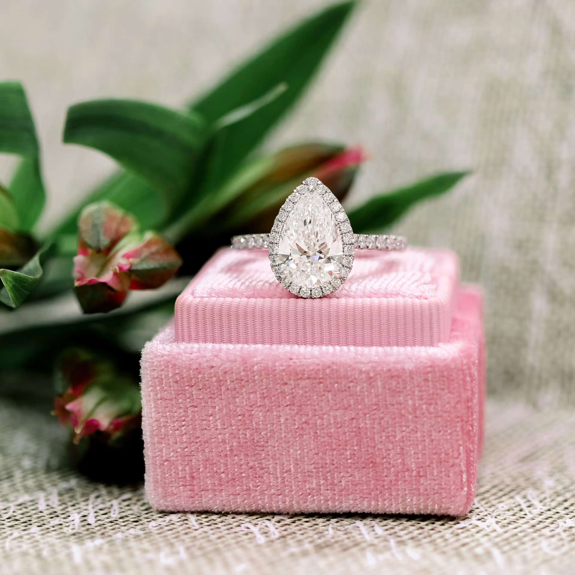 Marquise Cut Cluster Styled Lab Grown Diamond Engagement Ring