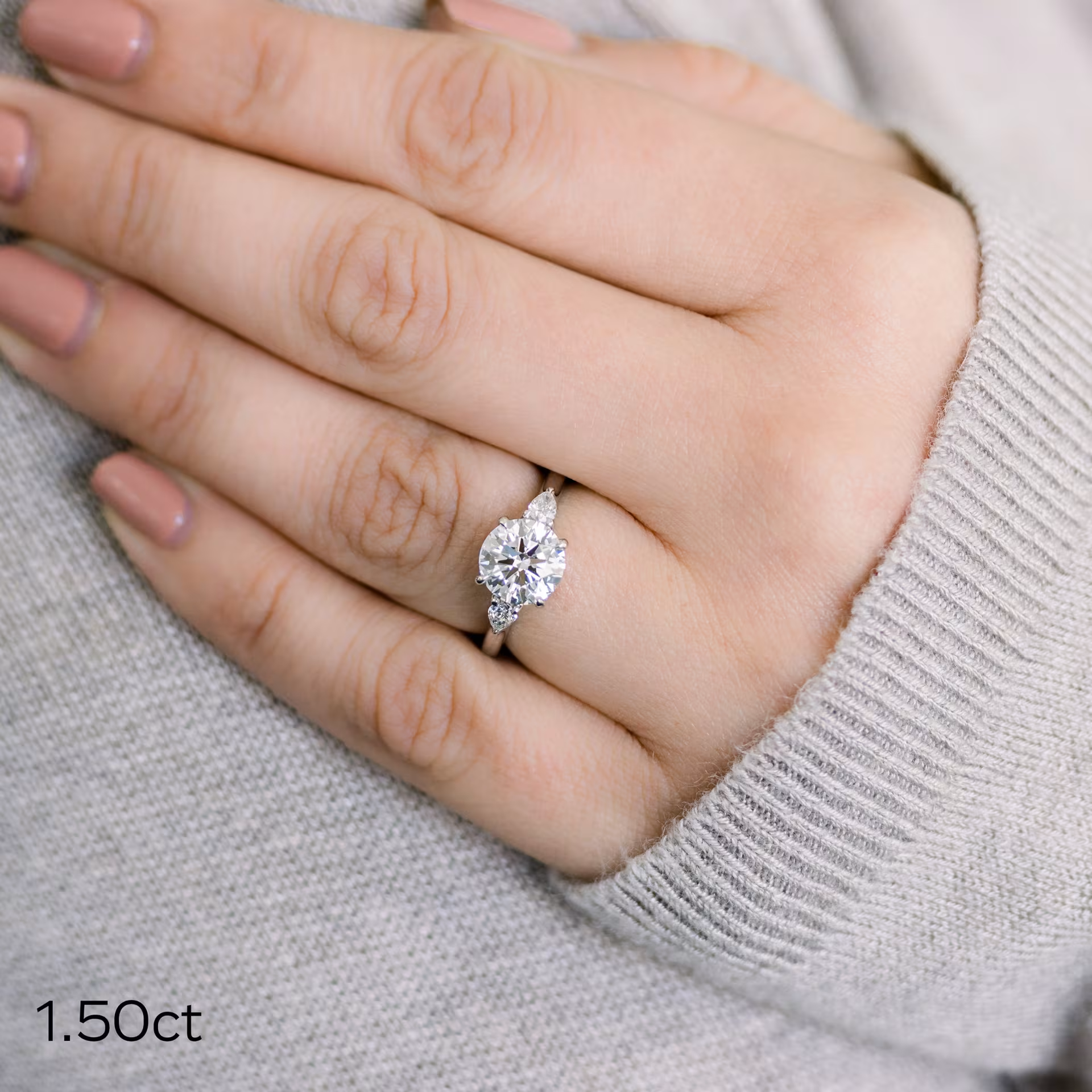 Marquise Cut Cluster Styled Lab Grown Diamond Engagement Ring