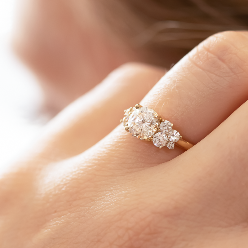2 CT Round Three Stones Lab Grown Diamond Engagement Ring