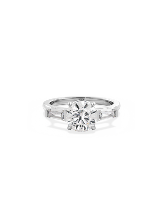 2 CT Round Three Stones Lab Grown Diamond Engagement Ring