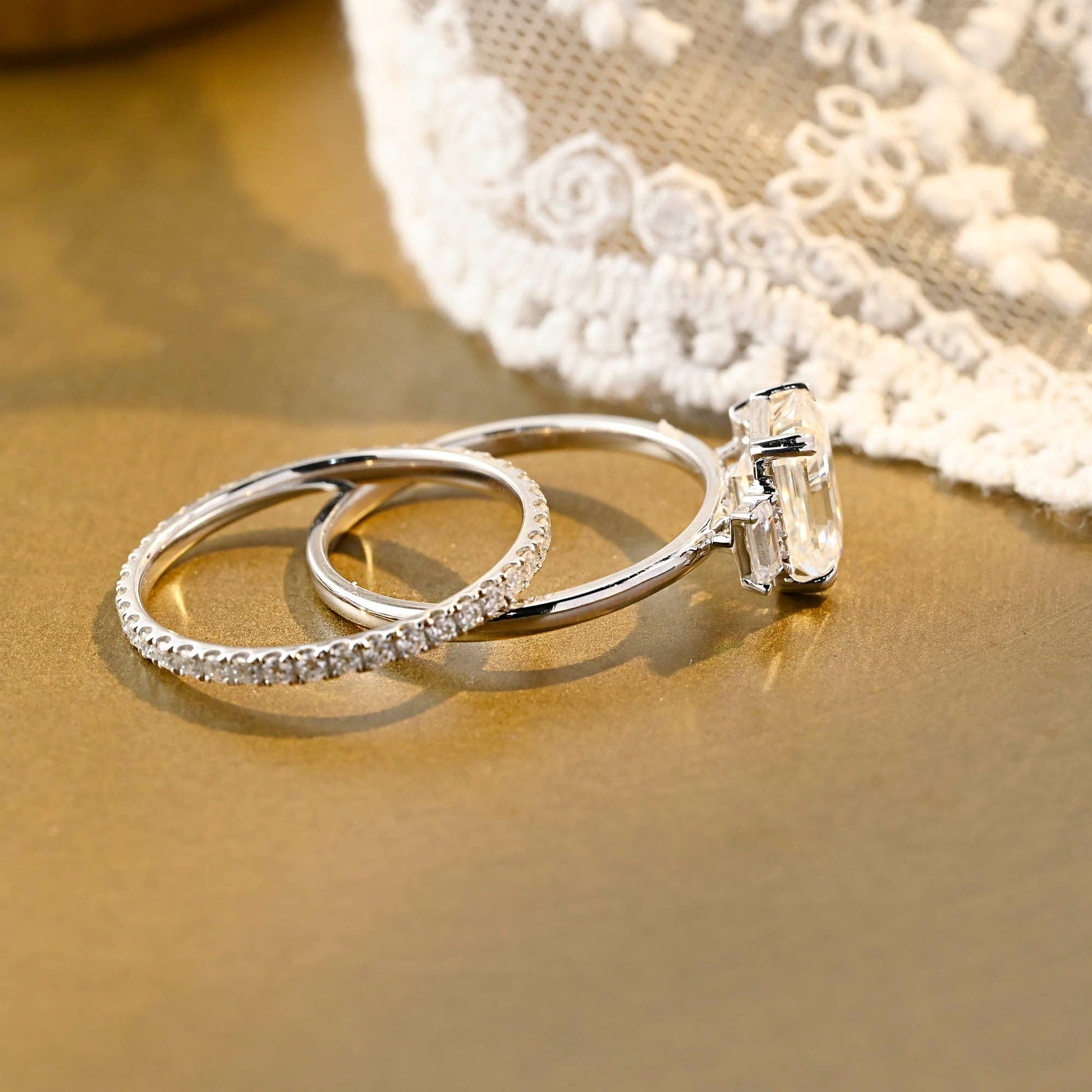 3.0 CT Round Pave Lab Grown Diamond Bridal Set