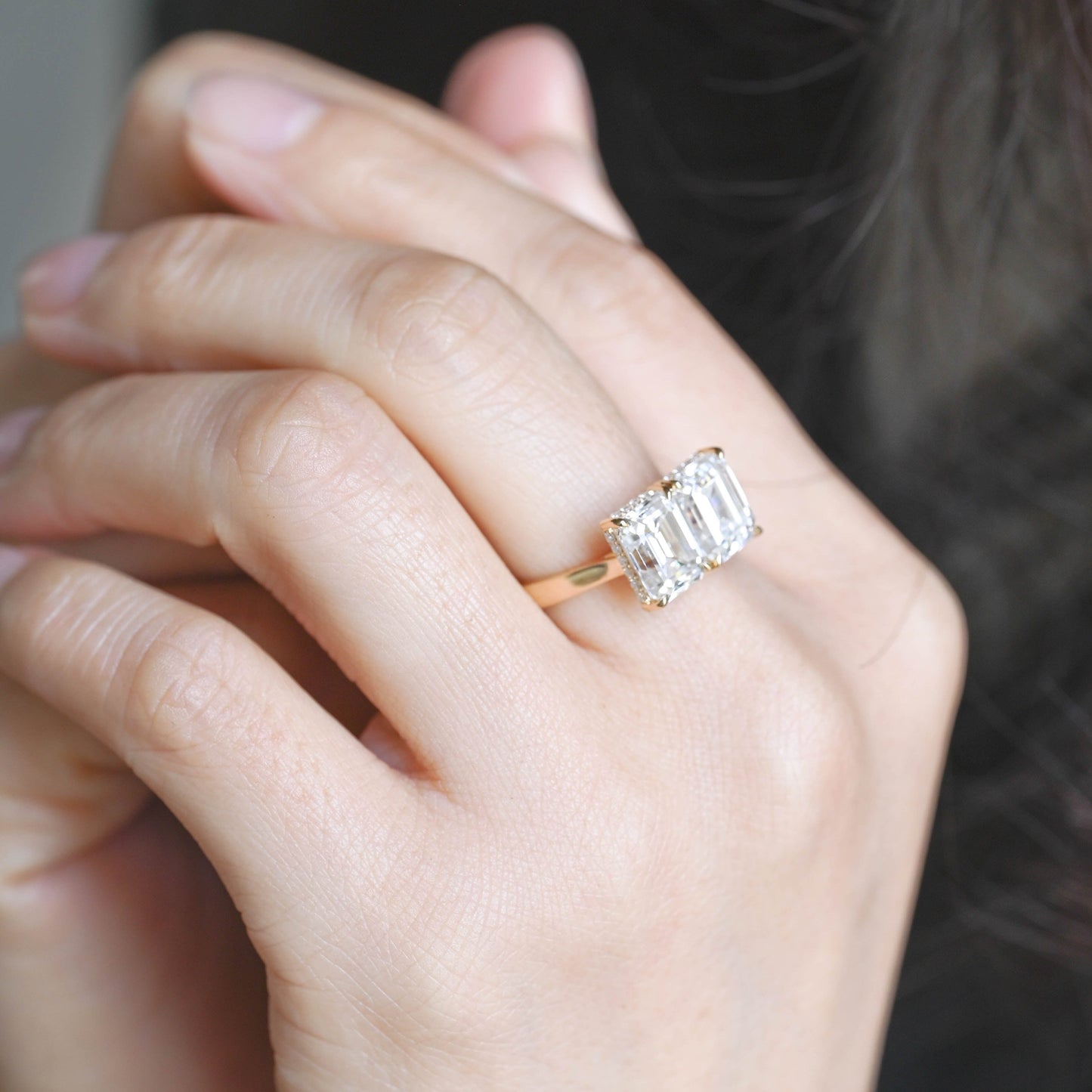 2 CT Round Three Stones Lab Grown Diamond Engagement Ring