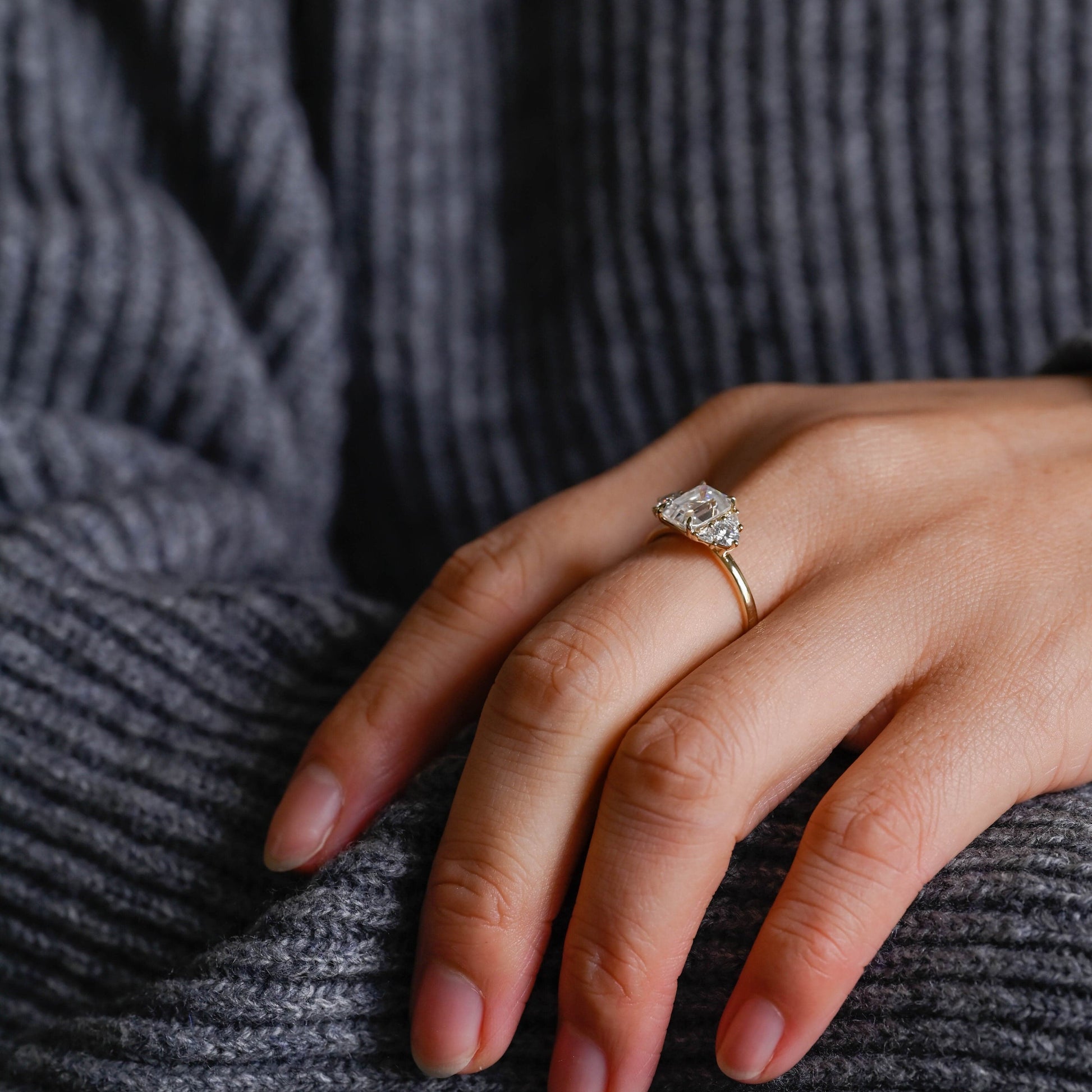 2 CT Round Three Stones Lab Grown Diamond Engagement Ring