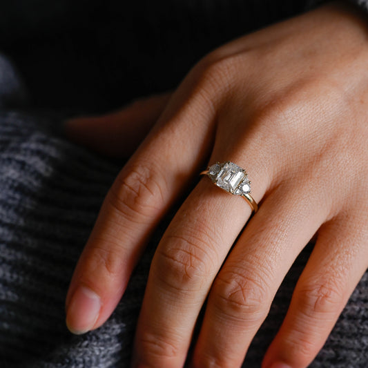 2 CT Round Three Stones Lab Grown Diamond Engagement Ring