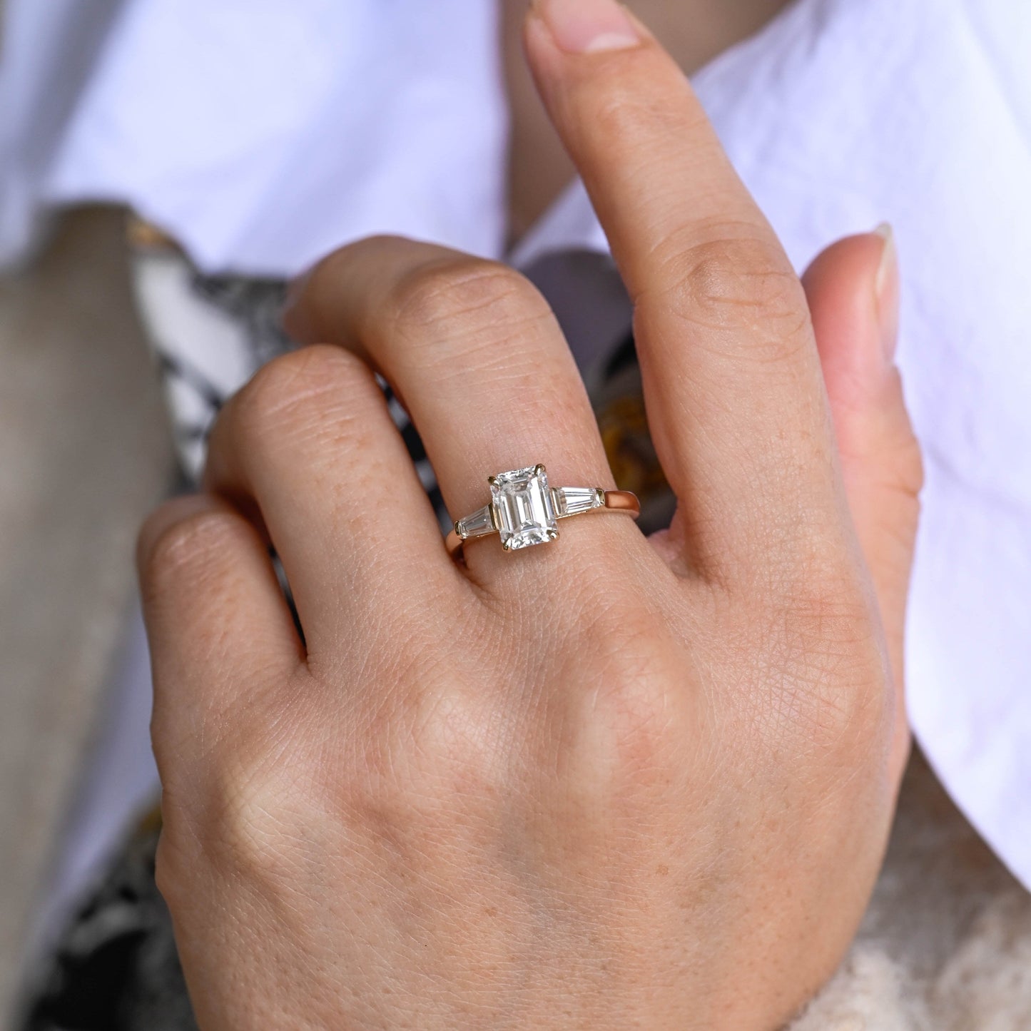 2 CT Round Three Stones Lab Grown Diamond Engagement Ring