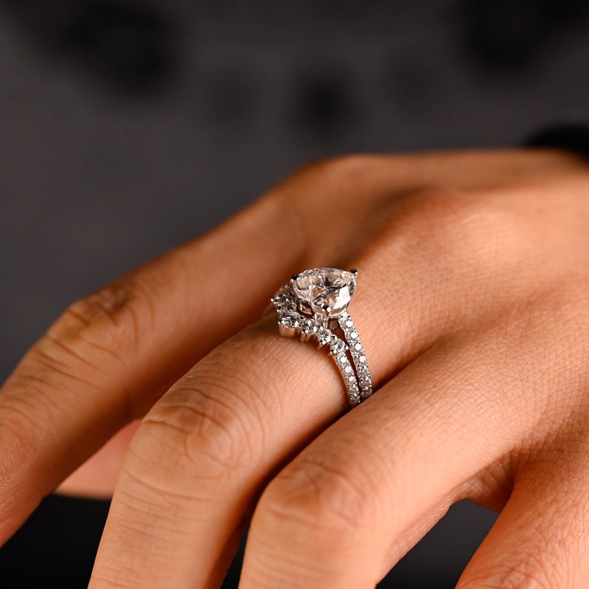 3.0 CT Round Pave Lab Grown Diamond Bridal Set
