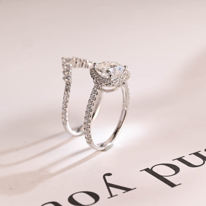 3.0 CT Round Pave Lab Grown Diamond Bridal Set