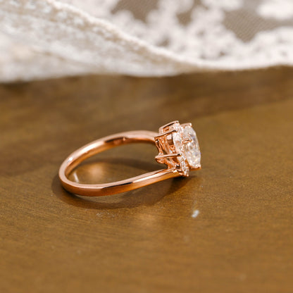 2 CT Round Three Stones Lab Grown Diamond Engagement Ring