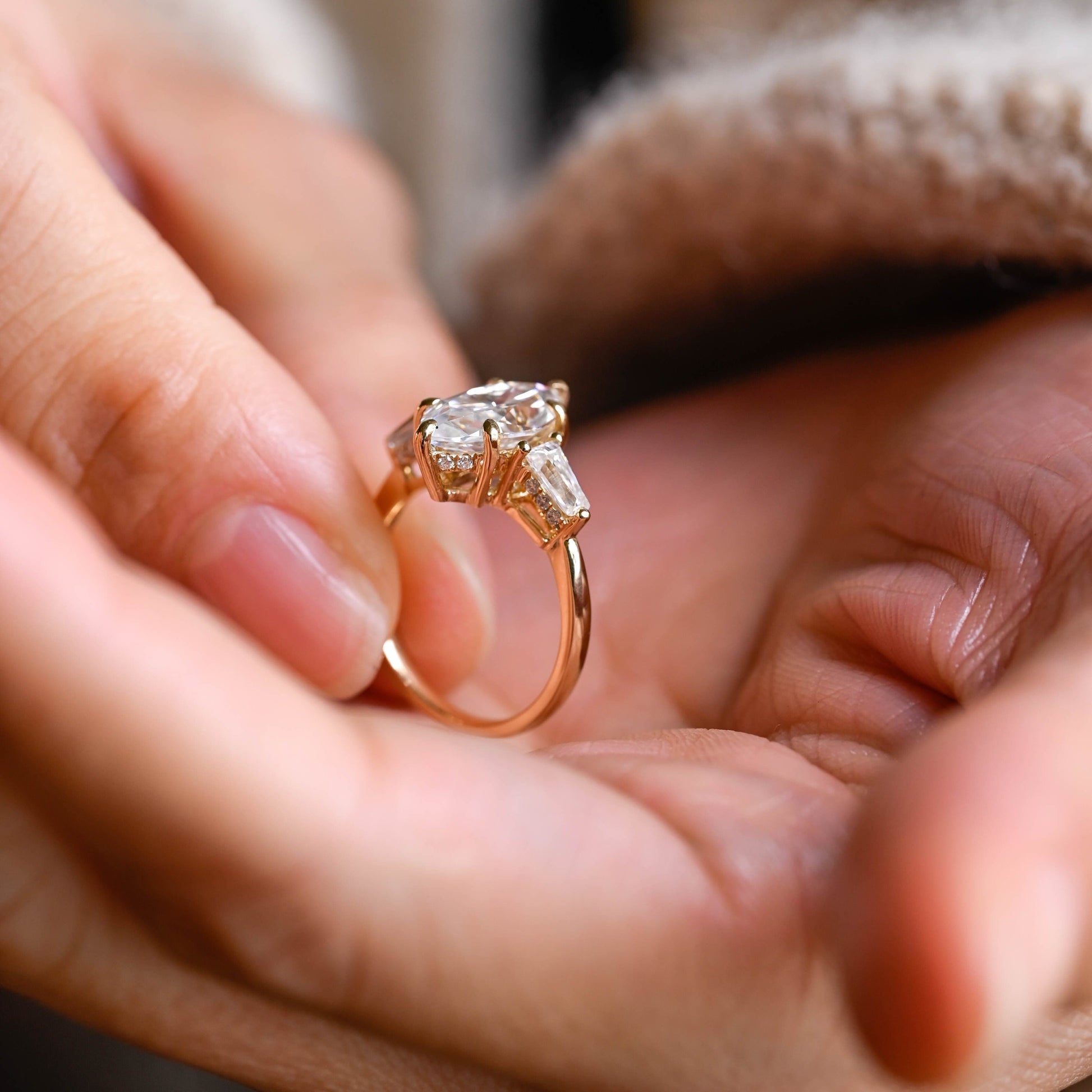 2 CT Round Three Stones Lab Grown Diamond Engagement Ring