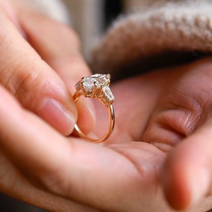 2 CT Round Three Stones Lab Grown Diamond Engagement Ring